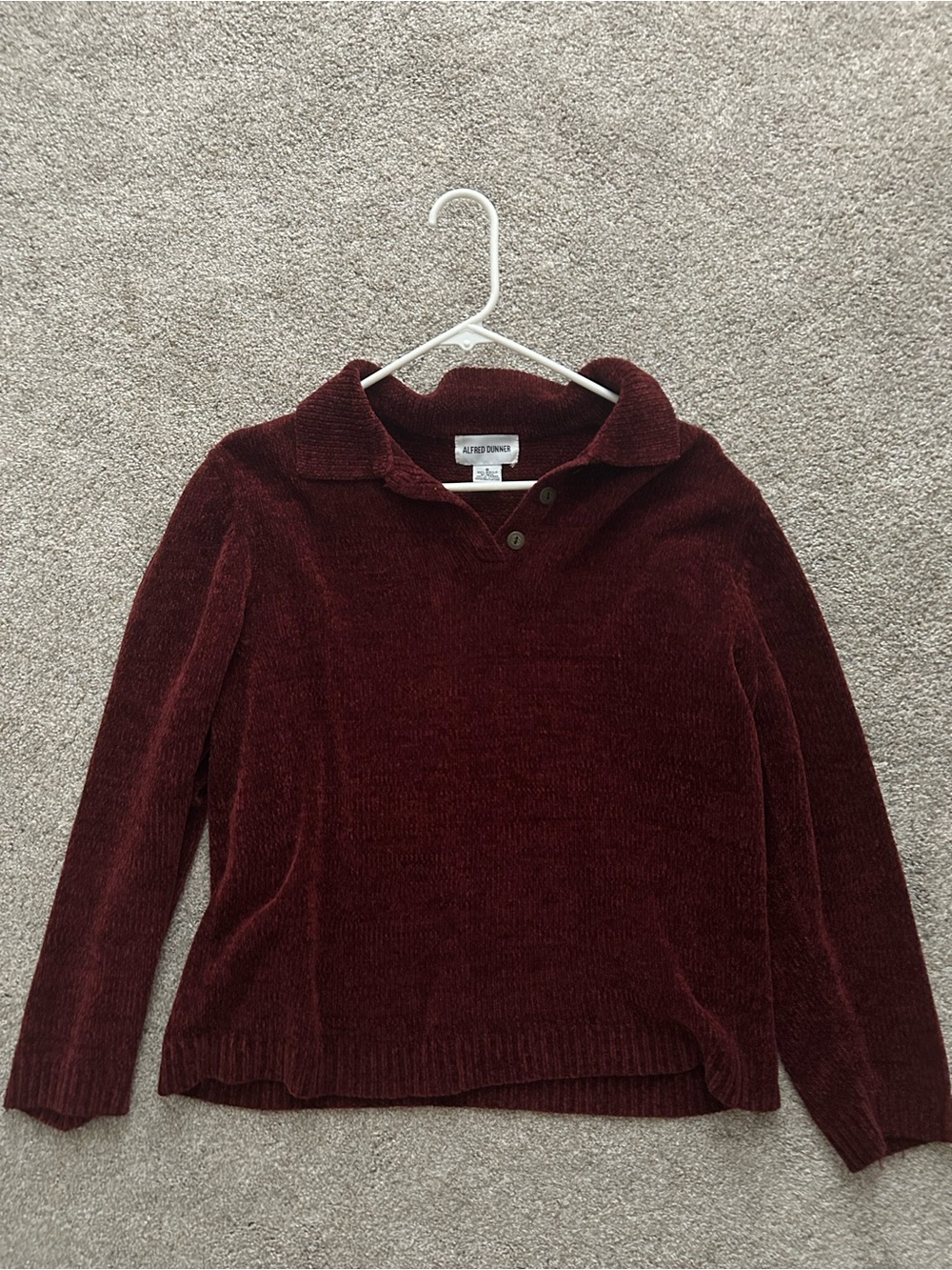 Alfred Dunner Burgundy Chenille Polo-Style Turtleneck Sweater